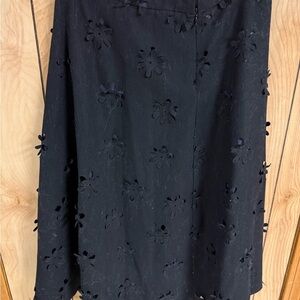 Vintage Krizia Poi Women’s Skirt, Sz 42 Black Flower Cutouts Italy